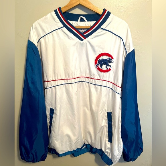 Vintage Chicago Cubs G-III Men's White Windbreaker Pullover Side Zip Jacket XL - Picture 1 of 15